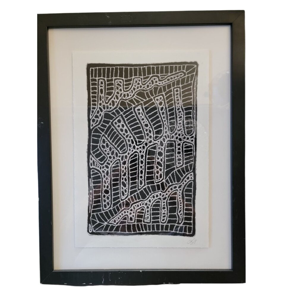 Endless Imagination 5 Framed Geometric Abstract Black & White Art Print 17x22
